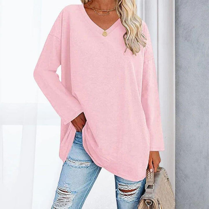 Casual V-Neck Long Sleeve Tunic Top for Women – Stylish Everyday Fit