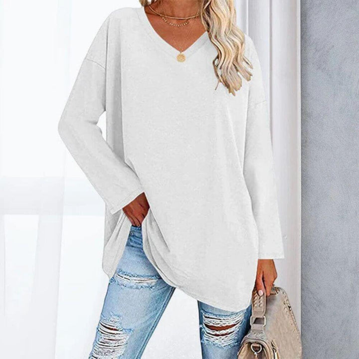 Casual V-Neck Long Sleeve Tunic Top for Women – Stylish Everyday Fit