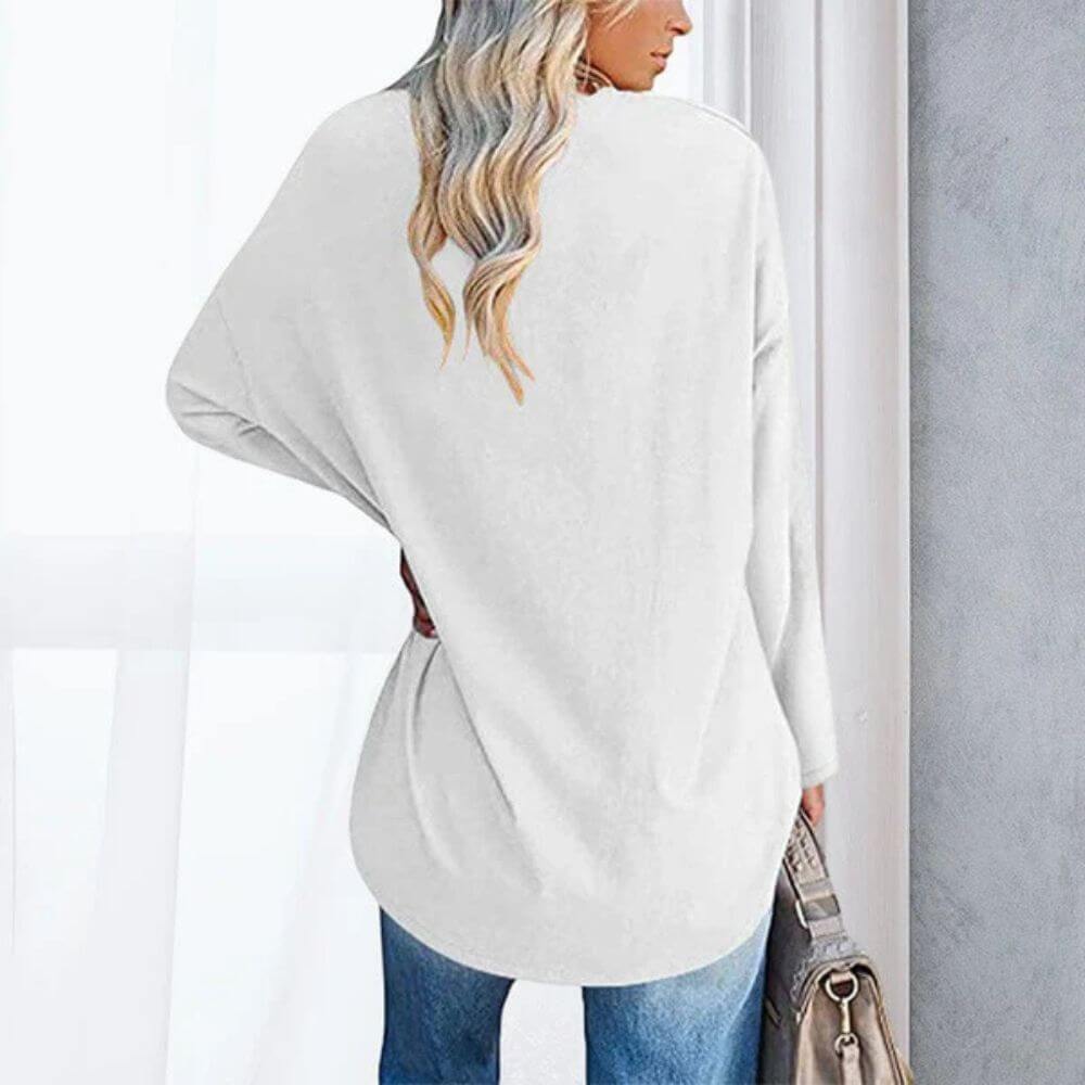 Casual V-Neck Long Sleeve Tunic Top for Women – Stylish Everyday Fit