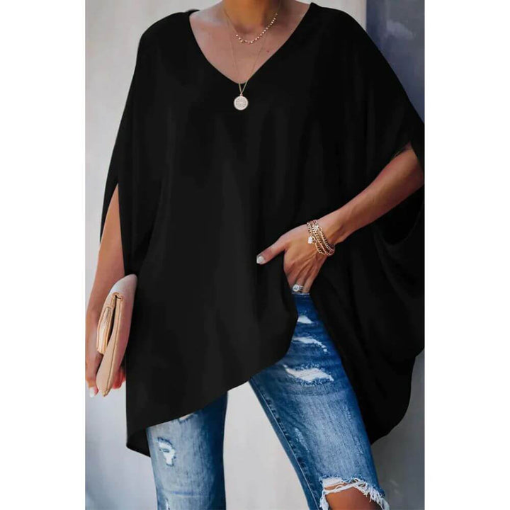 Gradient Batwing Sleeve Top – Casual Oversized Women’s Blouse