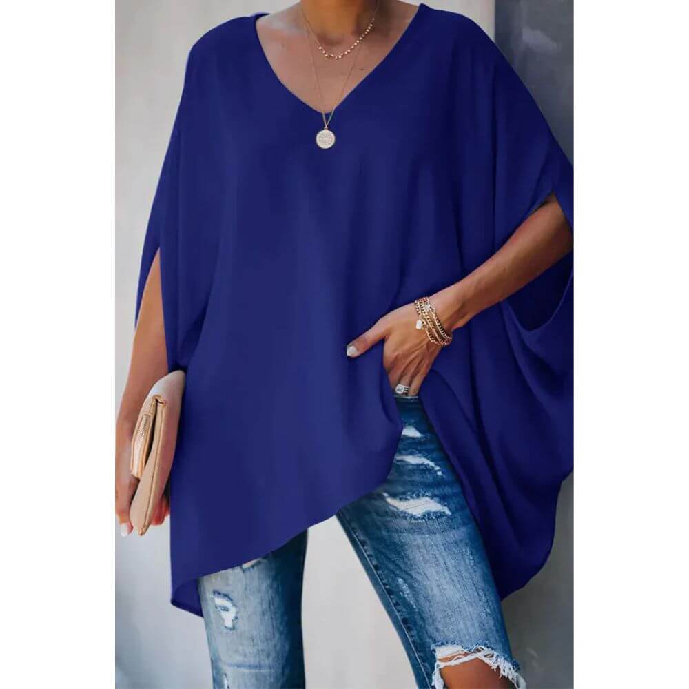 Gradient Batwing Sleeve Top – Casual Oversized Women’s Blouse