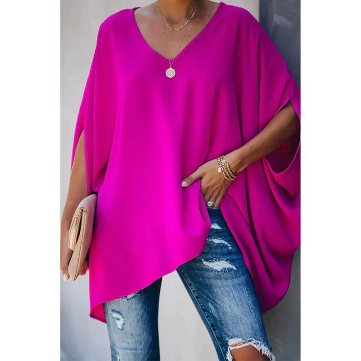 Gradient Batwing Sleeve Top – Casual Oversized Women’s Blouse
