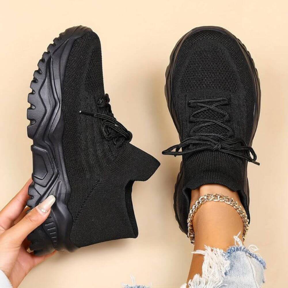Women's Comfortable All-White Chunky Knit Sneakers