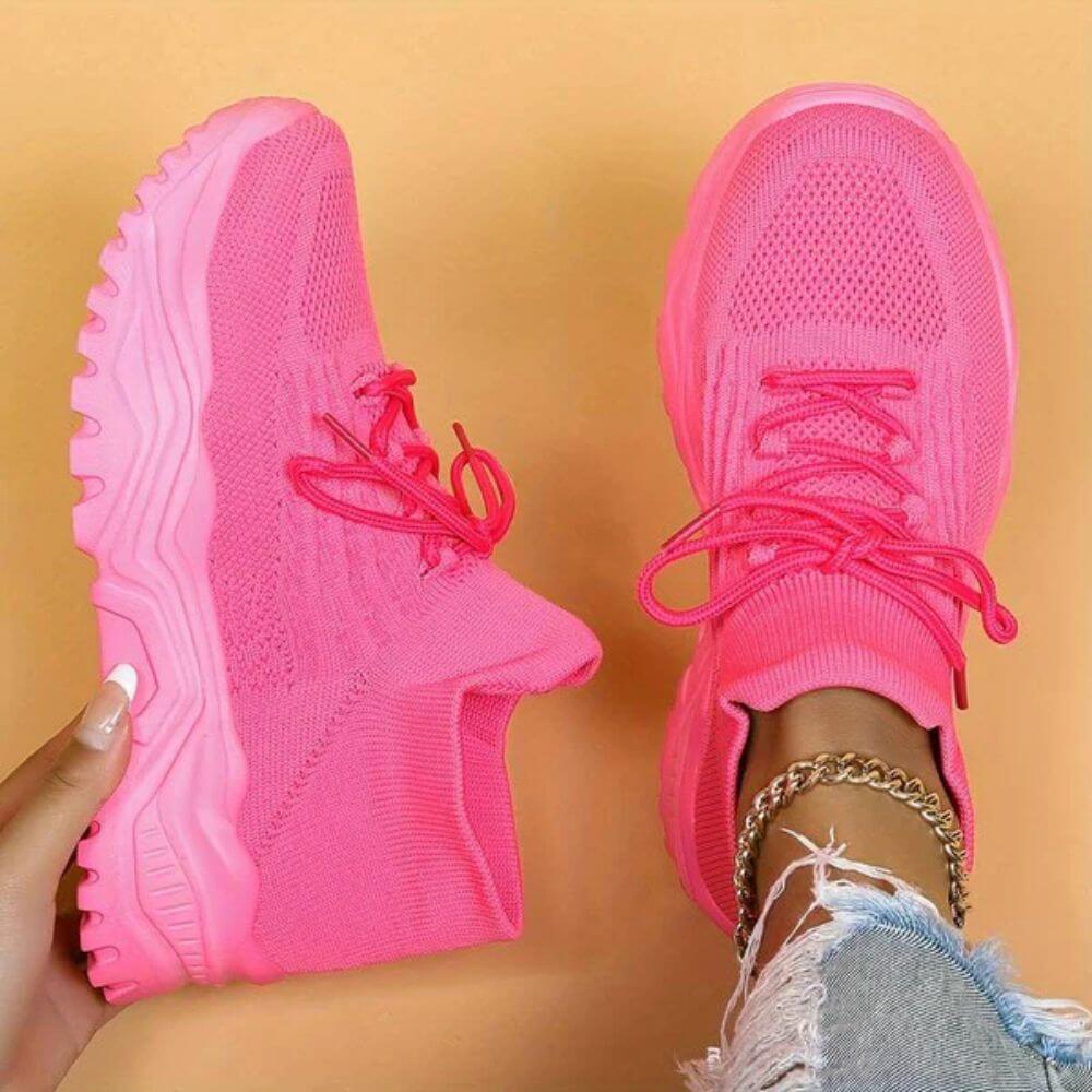 Women's Comfortable All-White Chunky Knit Sneakers