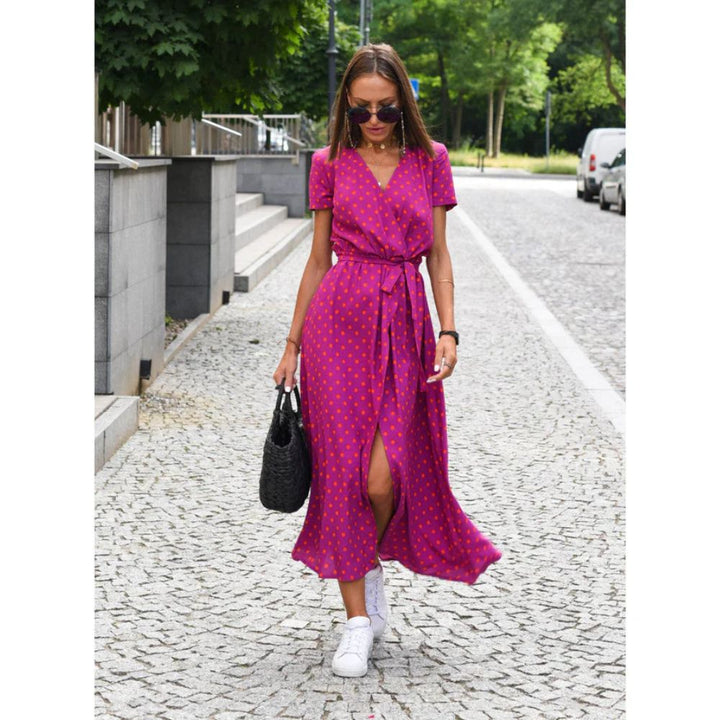 Elegant Floral Wrap Midi Dress for Summer