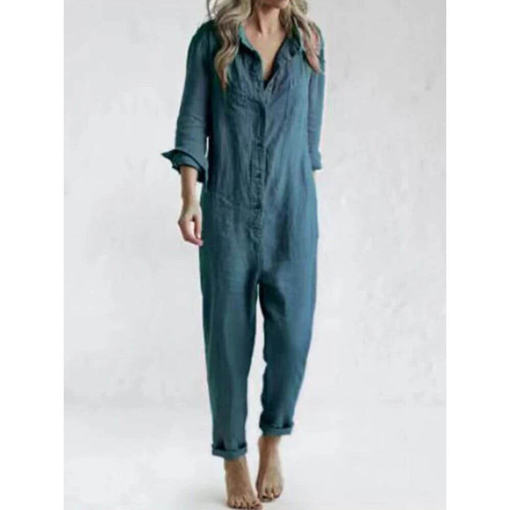 Women's Utility Jumpsuit with Button Front and Relaxed Fit