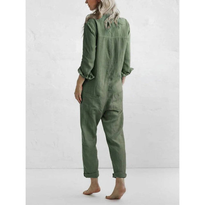 Women's Utility Jumpsuit with Button Front and Relaxed Fit