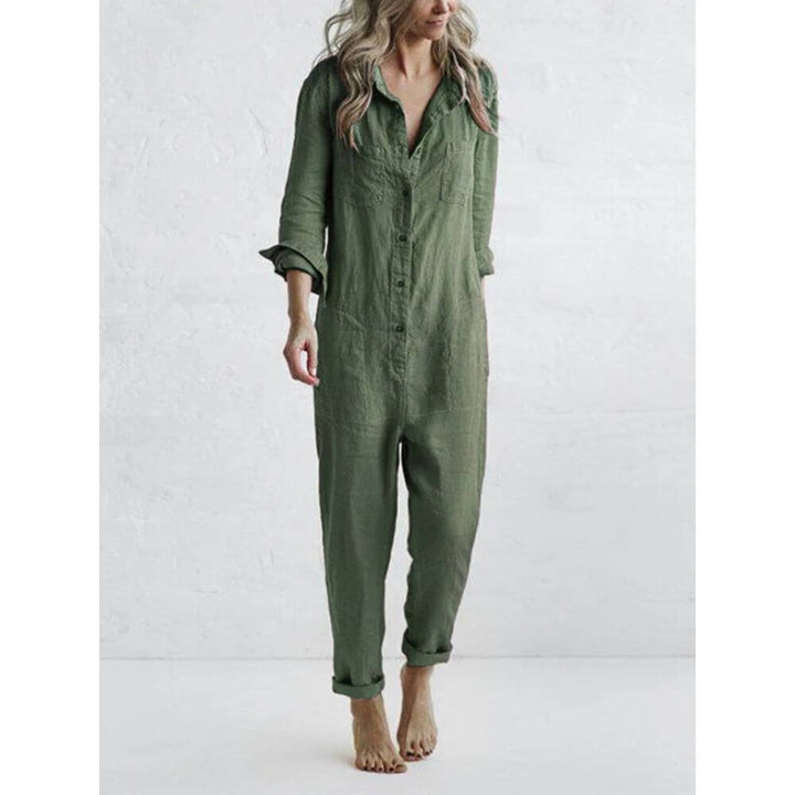 Women's Utility Jumpsuit with Button Front and Relaxed Fit