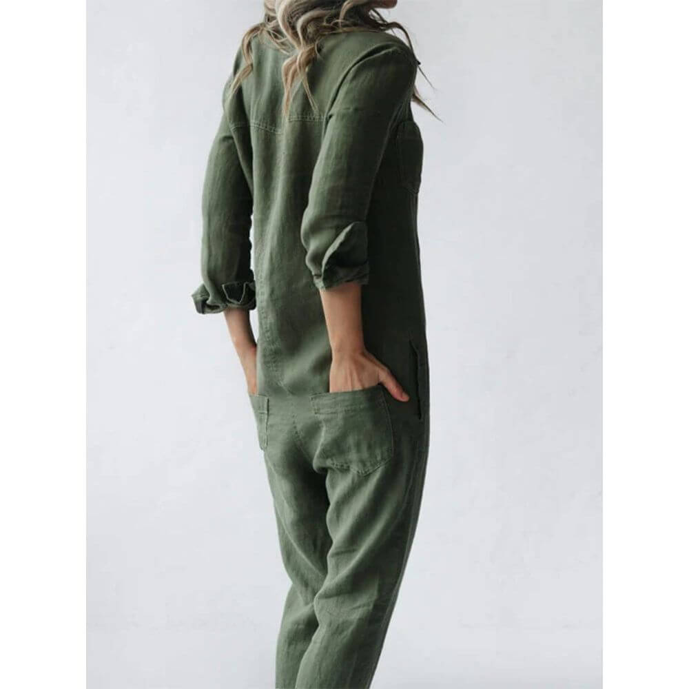 Women's Utility Jumpsuit with Button Front and Relaxed Fit