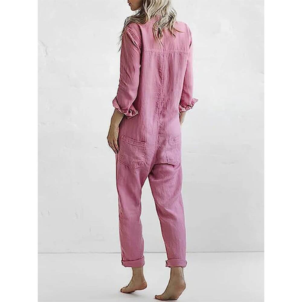 Women's Utility Jumpsuit with Button Front and Relaxed Fit