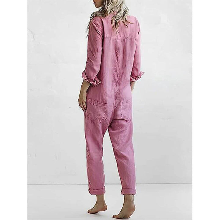 Women's Utility Jumpsuit with Button Front and Relaxed Fit