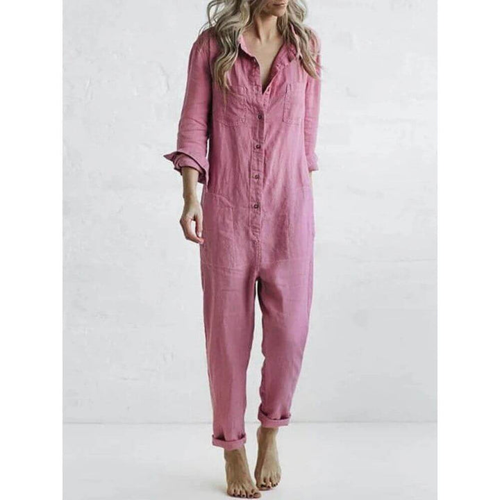Women's Utility Jumpsuit with Button Front and Relaxed Fit