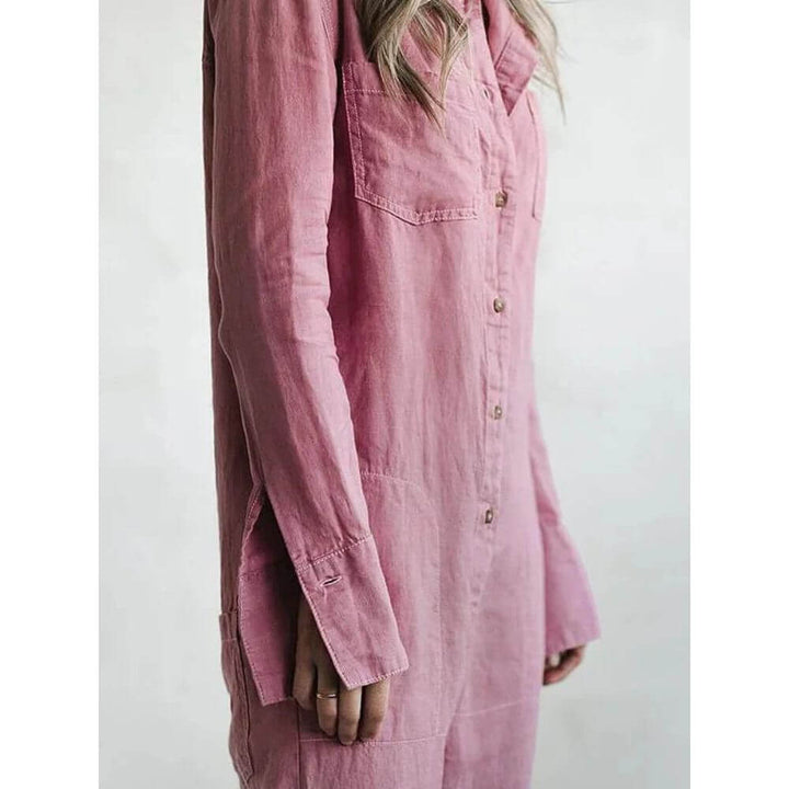 Women's Utility Jumpsuit with Button Front and Relaxed Fit
