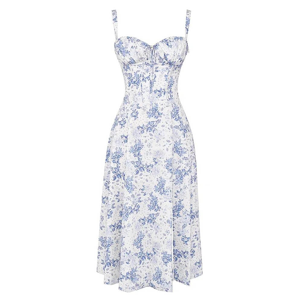 Airy Floral Corset Midi Sundress for Summer