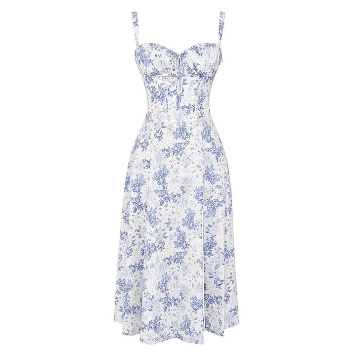 Airy Floral Corset Midi Sundress for Summer