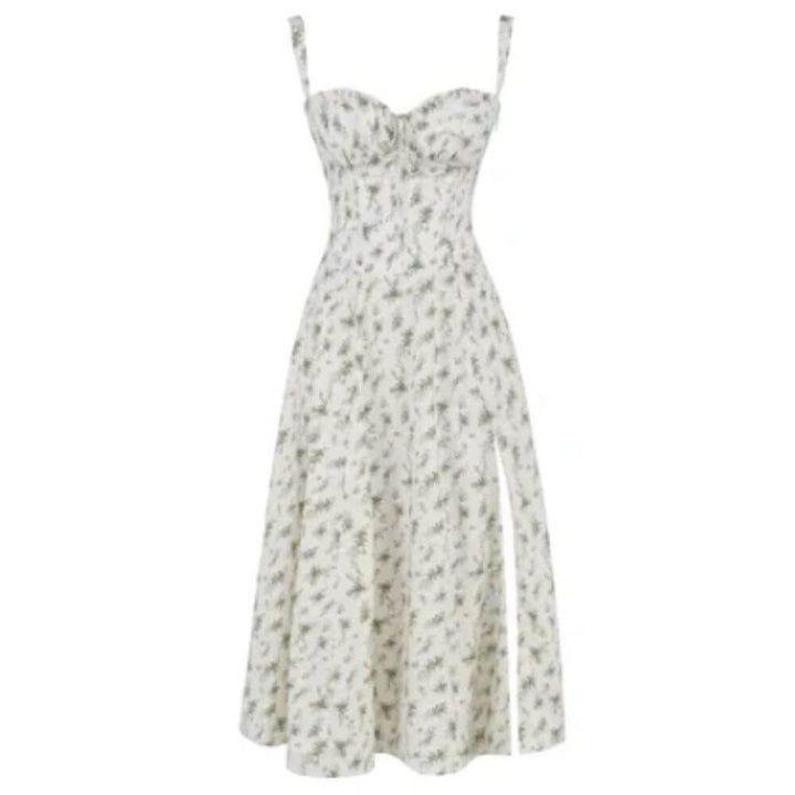 Airy Floral Corset Midi Sundress for Summer