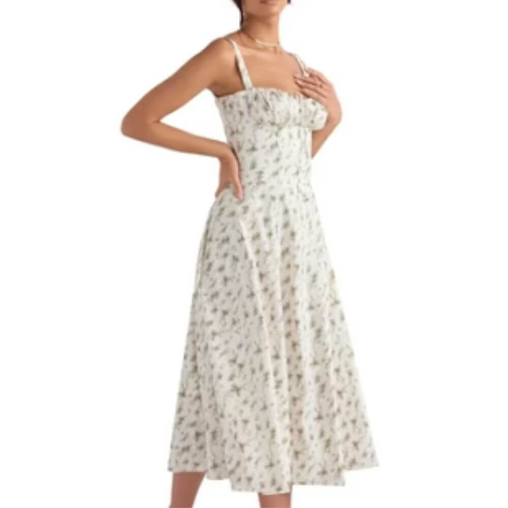 Airy Floral Corset Midi Sundress for Summer