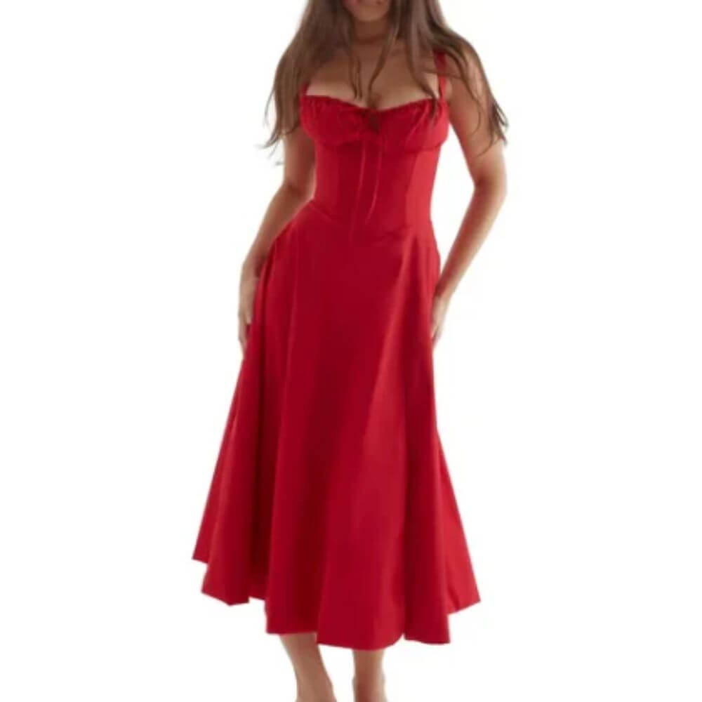 Airy Floral Corset Midi Sundress for Summer