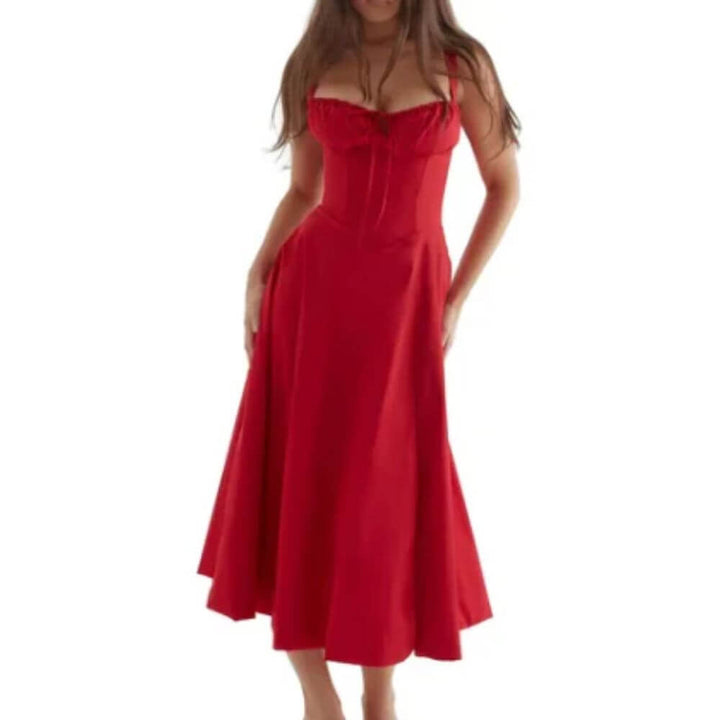 Airy Floral Corset Midi Sundress for Summer