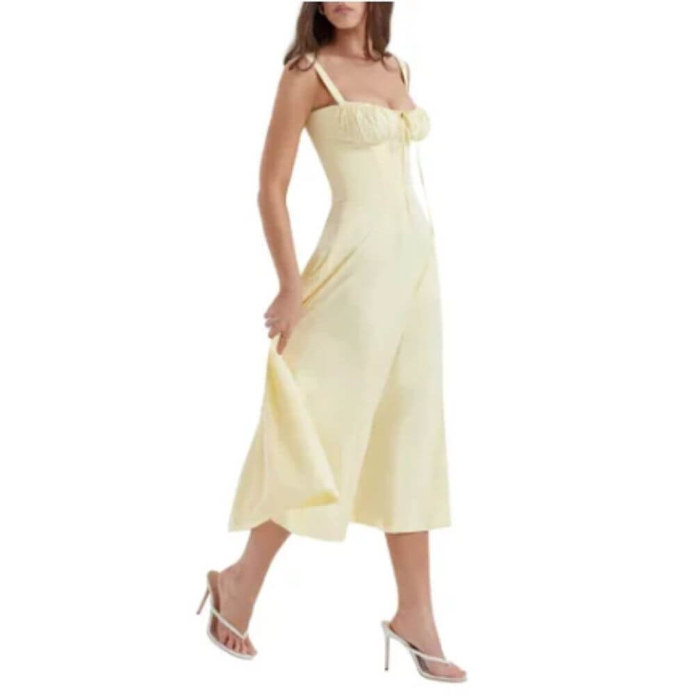 Airy Floral Corset Midi Sundress for Summer