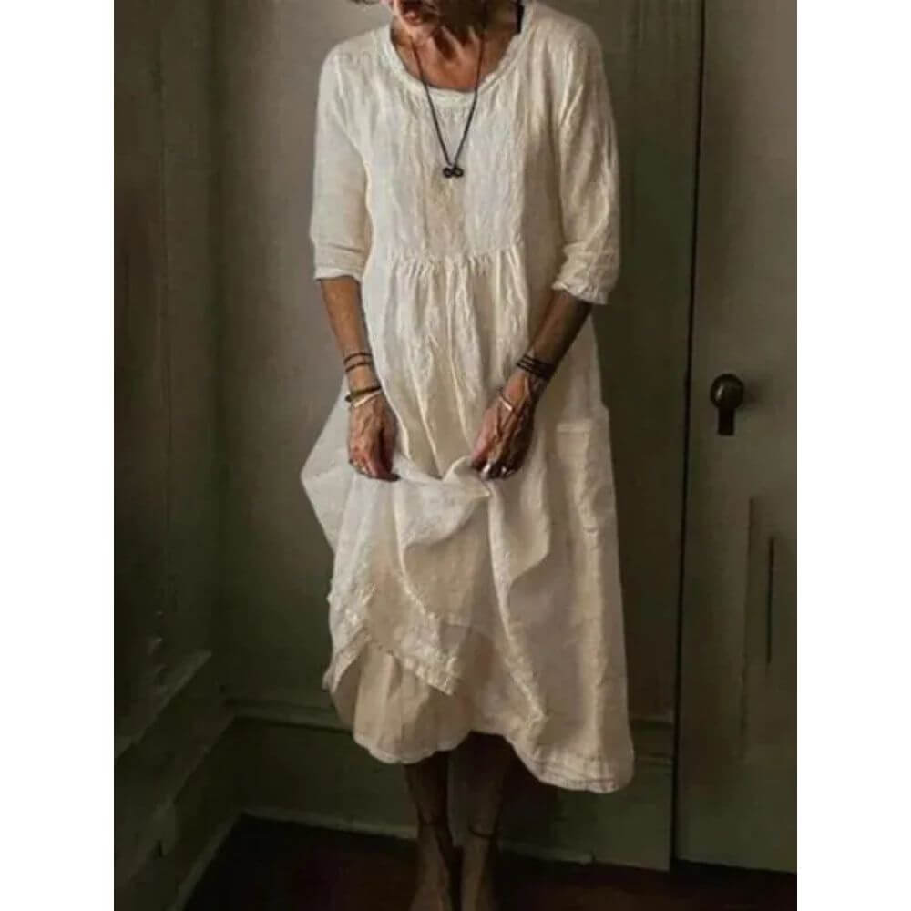 Casual Midi Dress with Pockets – Loose Fit Summer Dress