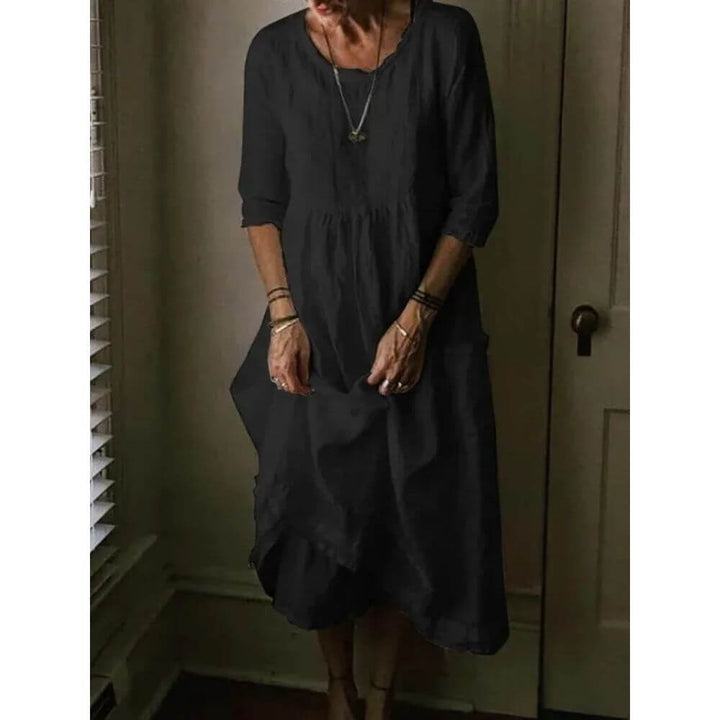 Casual Midi Dress with Pockets – Loose Fit Summer Dress