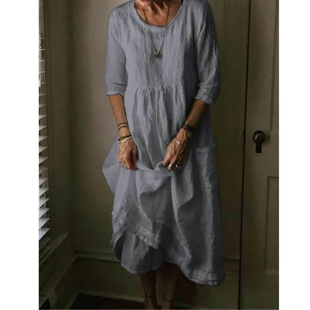 Casual Midi Dress with Pockets – Loose Fit Summer Dress