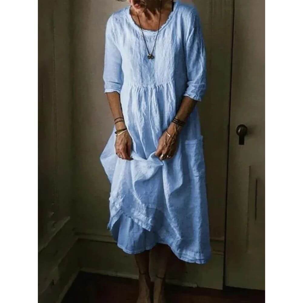Casual Midi Dress with Pockets – Loose Fit Summer Dress