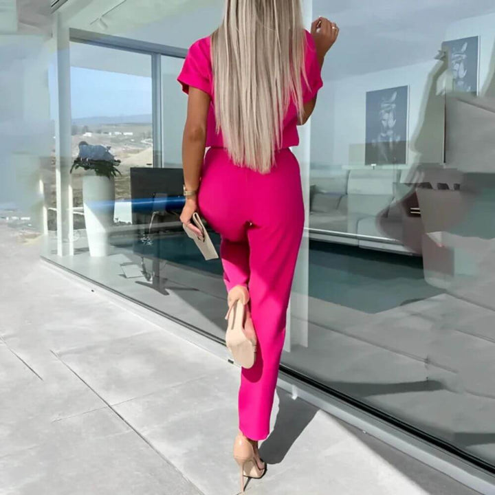 Women’s Cap Sleeve Belted Jumpsuit – Tapered Leg One-Piece Outfit
