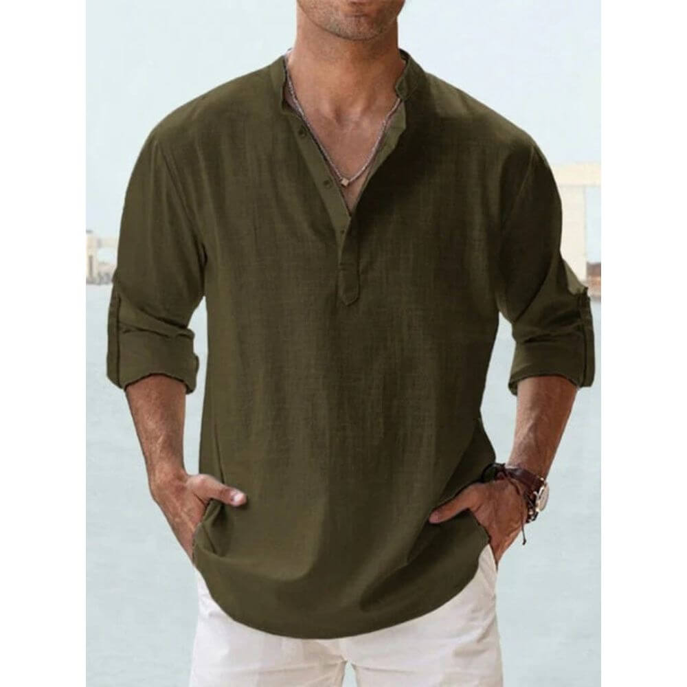 Men’s Long Sleeve Casual Shirt – Slim Fit Button-Up