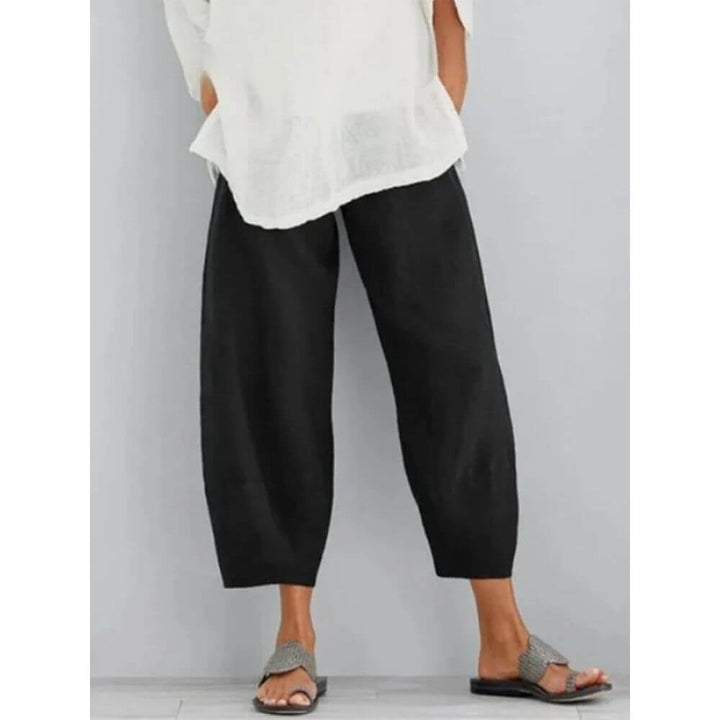 Loose Fit Cropped Trousers for Women – Casual High-Waisted Everyday Style