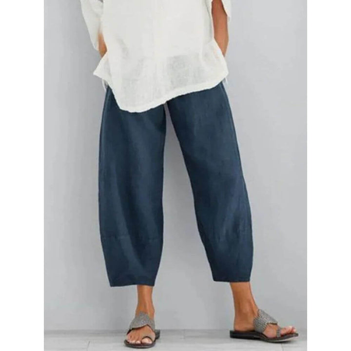 Loose Fit Cropped Trousers for Women – Casual High-Waisted Everyday Style