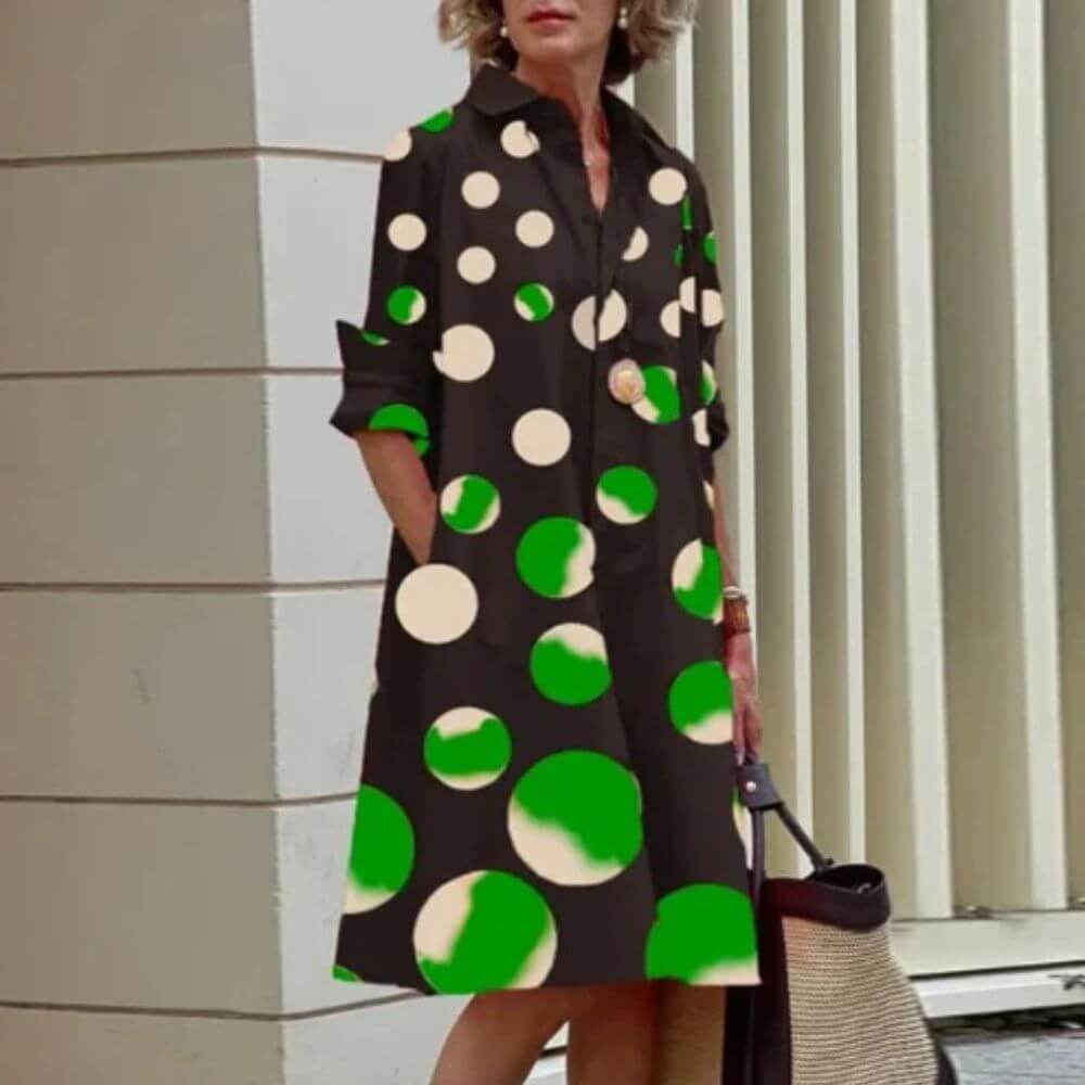 Elegant Shirt Dress for Women – Loose Fit Casual Dress with Pockets