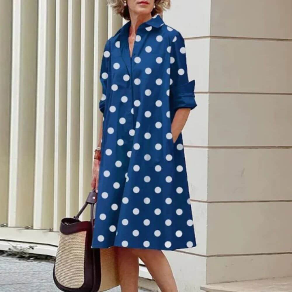 Elegant Shirt Dress for Women – Loose Fit Casual Dress with Pockets