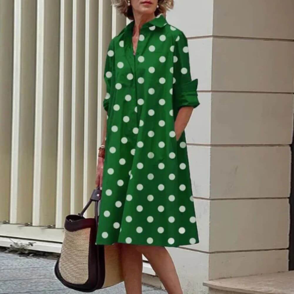 Elegant Shirt Dress for Women – Loose Fit Casual Dress with Pockets