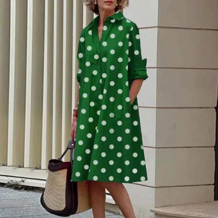 Elegant Shirt Dress for Women – Loose Fit Casual Dress with Pockets