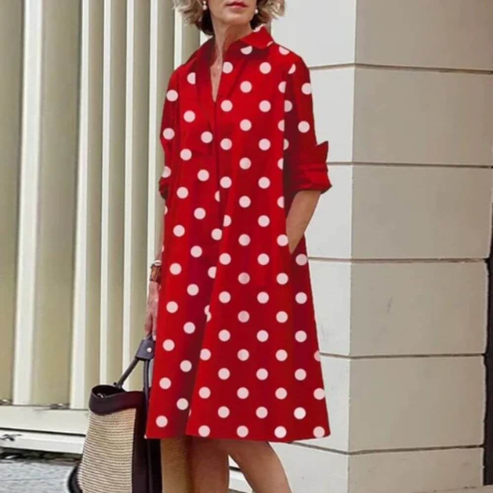 Elegant Shirt Dress for Women – Loose Fit Casual Dress with Pockets