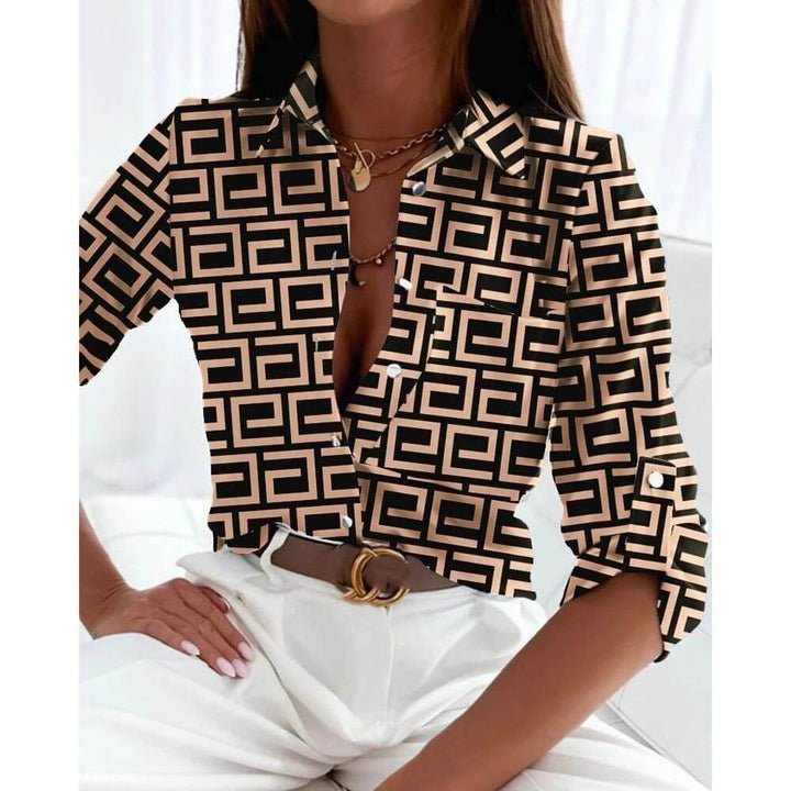 Long Sleeve Button-Up Blouse for Women, Smart Casual Work Shirt