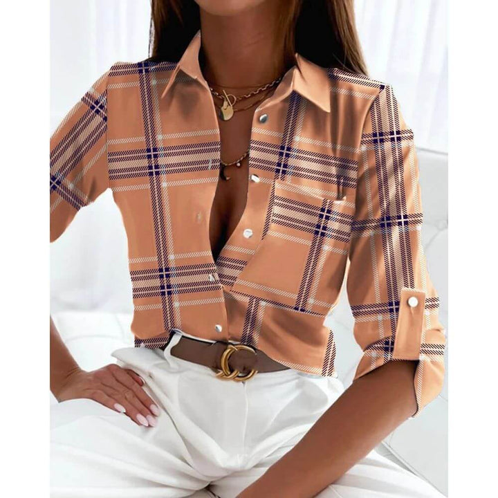 Long Sleeve Button-Up Blouse for Women, Smart Casual Work Shirt