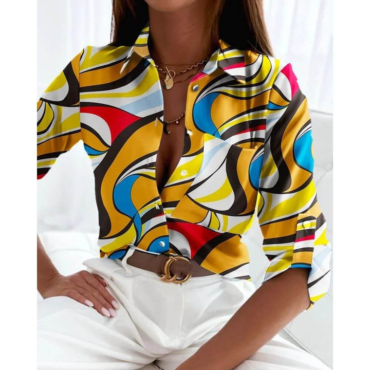Long Sleeve Button-Up Blouse for Women, Smart Casual Work Shirt