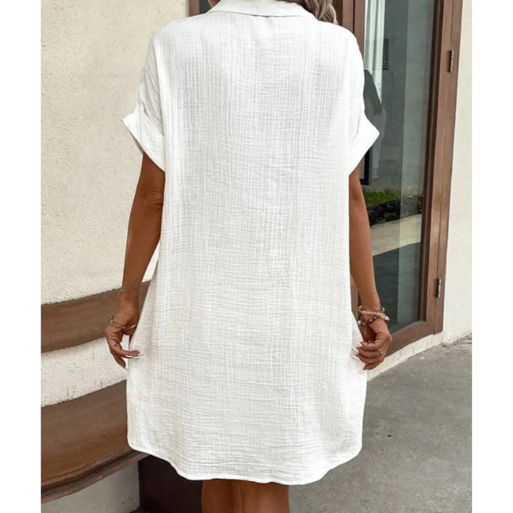 Button-Down Shirt Dress for Women with Pockets, Casual Fit