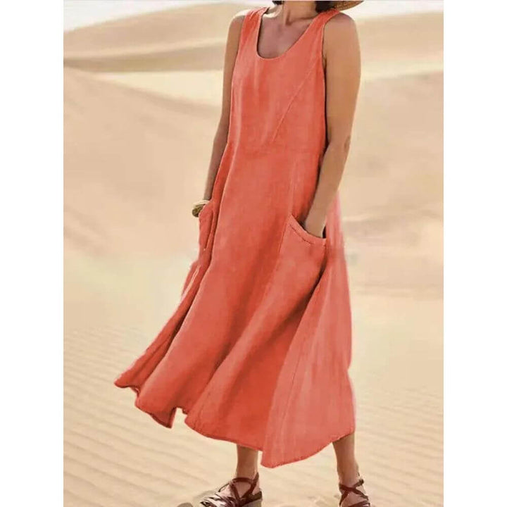 Sleeveless Maxi Dress for Women with Pockets, Loose Fit