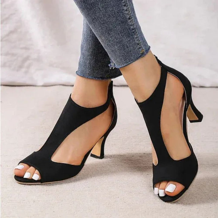 Women's Summer Open-Toe Heel Sandals – Slip-On Style