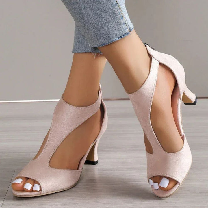 Women's Summer Open-Toe Heel Sandals – Slip-On Style