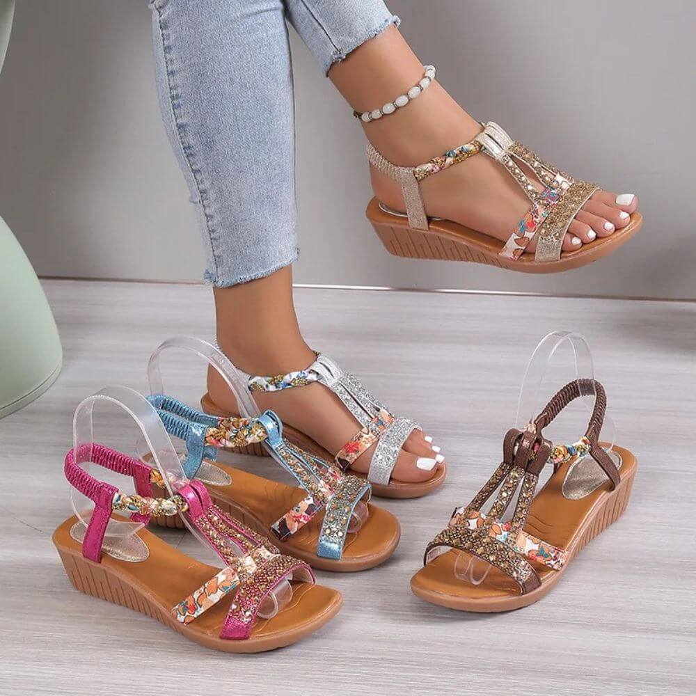 Women’s Summer Wedge Sandals – Open-Toe Slip-On Style