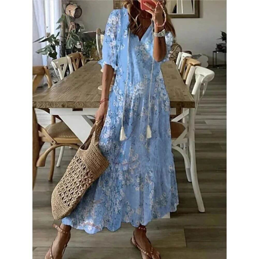 Bohemian Floral Maxi Dress for Women – Lightweight Summer Dress