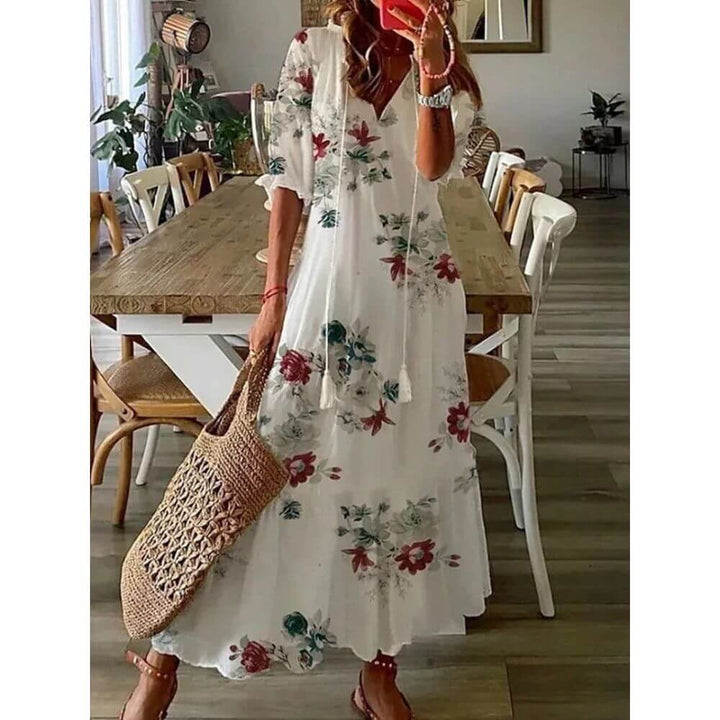 Bohemian Floral Maxi Dress for Women – Lightweight Summer Dress