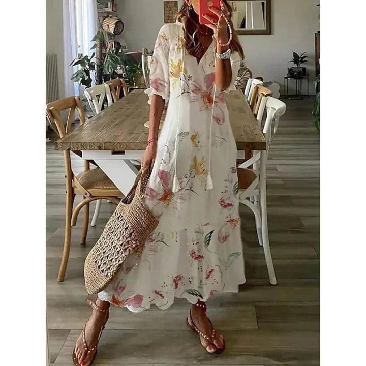 Bohemian Floral Maxi Dress for Women – Lightweight Summer Dress