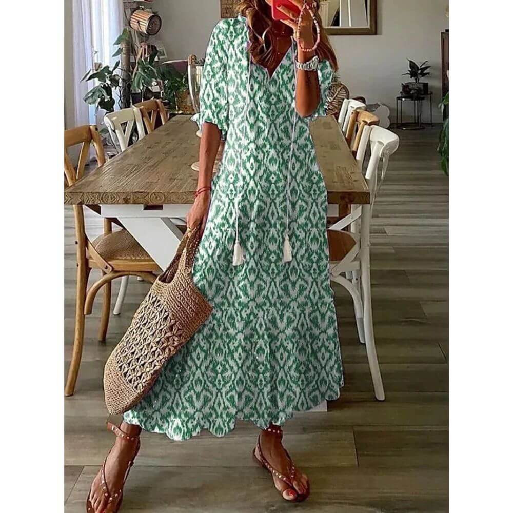 Bohemian Floral Maxi Dress for Women – Lightweight Summer Dress