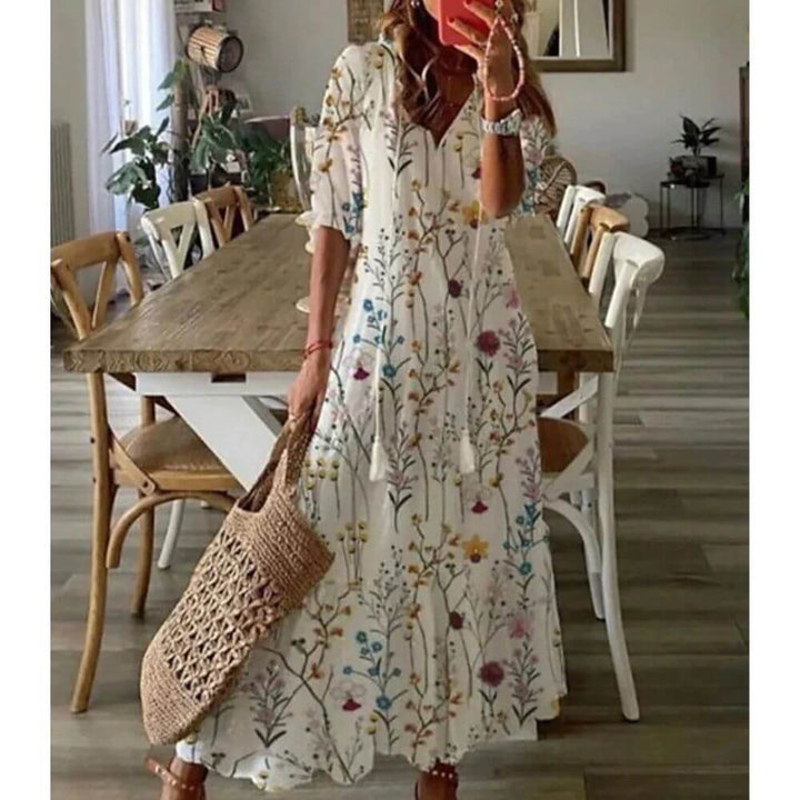 Bohemian Floral Maxi Dress for Women – Lightweight Summer Dress